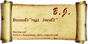 Bossányi Jenő névjegykártya